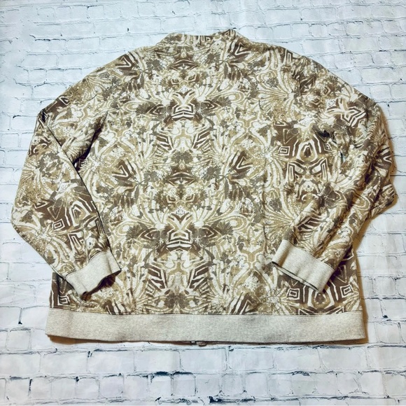 Westbound Womens XL Boho Neutral Print Zip Up Lightweight Jacket Pockets - Picture 10 of 11